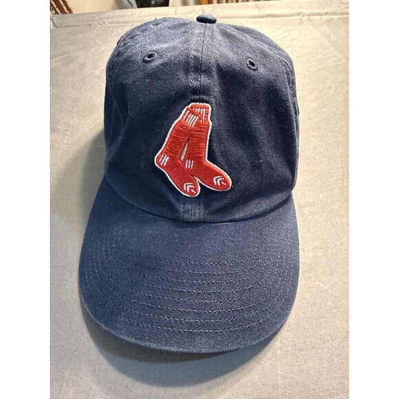 Boston Red Sox Hat Cap Strap Back Mens One Size Blue Red MLB Baseball Throwback - Picture 1 of 6
